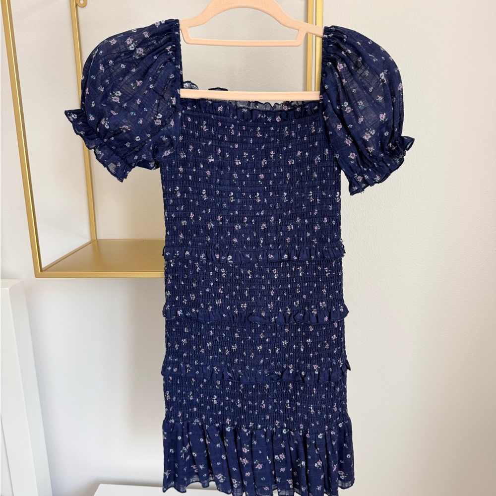 Katie J NYC Navy Blue Smocked Kids Dress